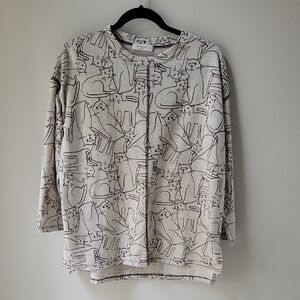 Jess & Jane Kit Kat Cat Tabby Tunic Top  Whimsical Cat Lover Women‎ Size Medium